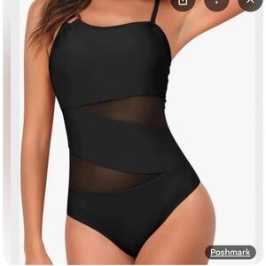 NWT Hey Talala Black One-Piece Swimsuit with Mesh Cutout
